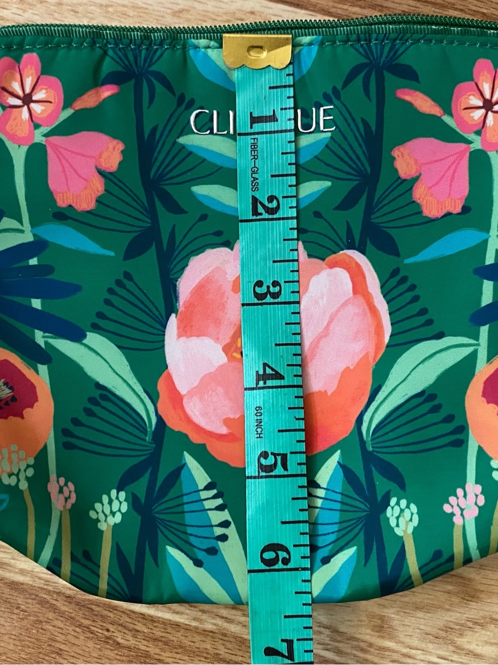 Clinique Pink Floral Tote with Green Floral Cosmetic Pouch NWT - Picture 6 of 13